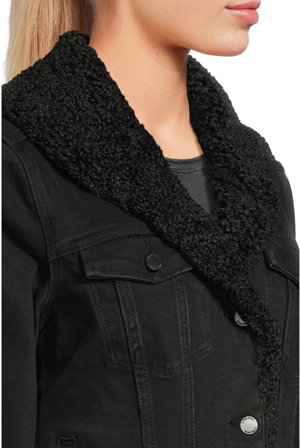 Liverpool womens Sherpa Collar Stretch Denim Trucker Jacket - Image 4