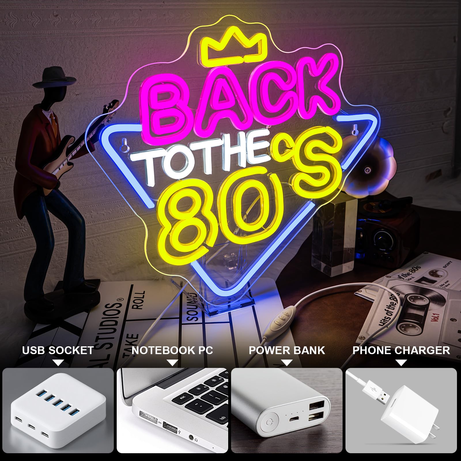Amazon.co.jp: Looklight Back To The 80'sネオンサイン、ウォール