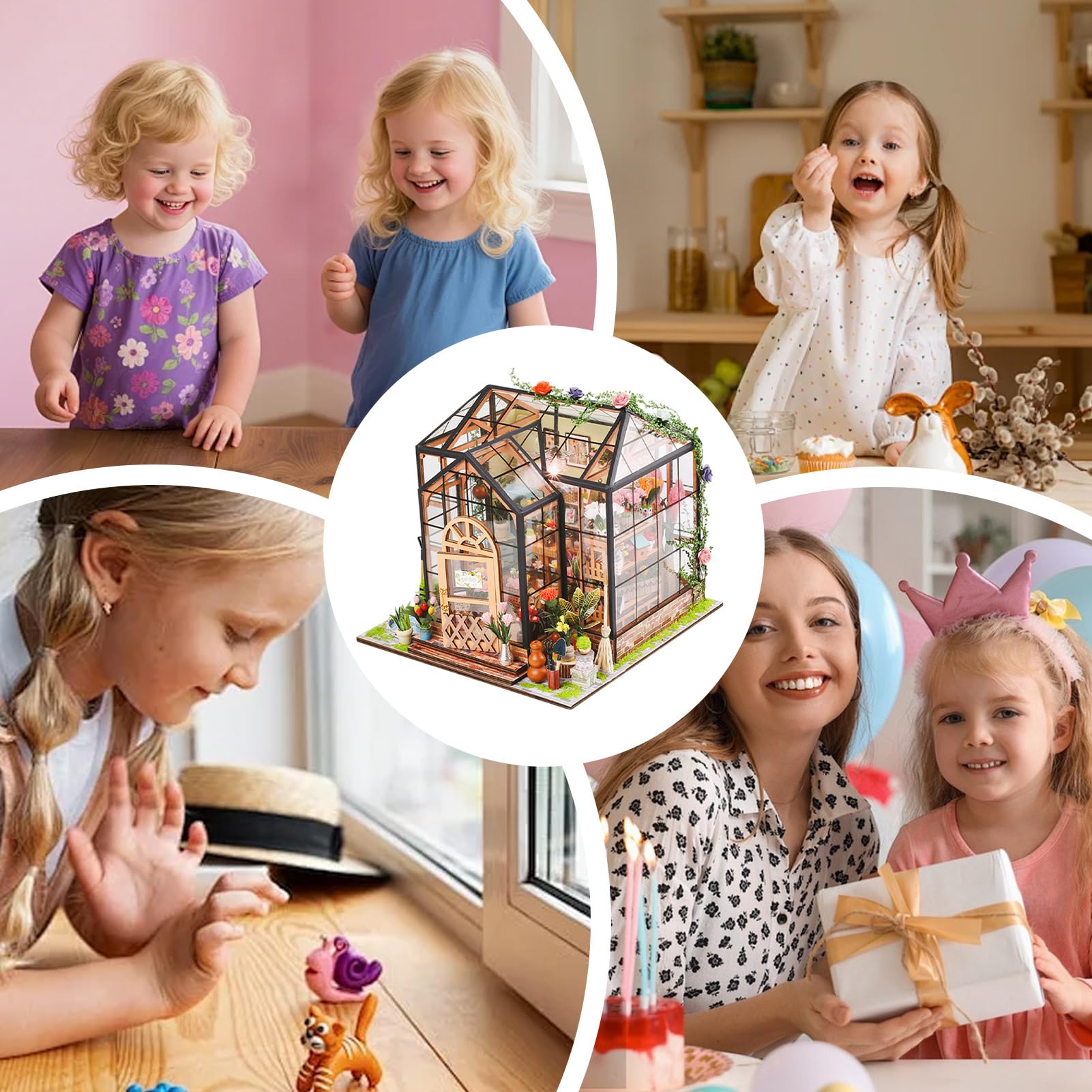 Tiny House Bausatz Kreative handgemachte Holzmodell-Bastelsets | Gewächshausmodell mit Möbeln und Werkzeugkleber Kreative DIY-Projekte Miniatur-Zuhause Deko Für Weihnachten Und Geburtstag