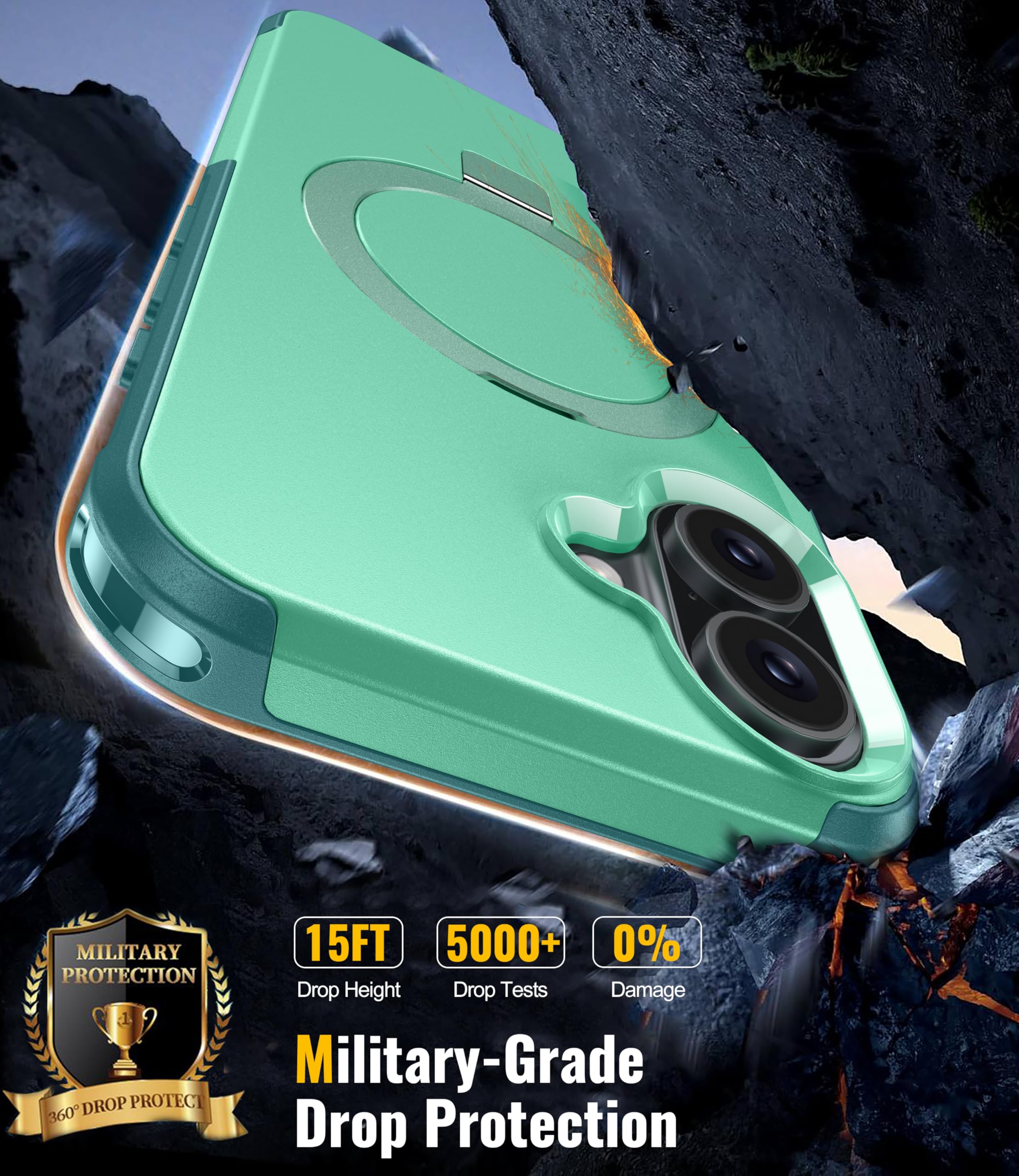 ESR For IPhone 16 Case With Stand, Compatible With MagSafe, Magnetic Kickstand Case For IPhone 16, Military-Grade Protection Shockproof Case, Boost Series, Clear Green - View #10