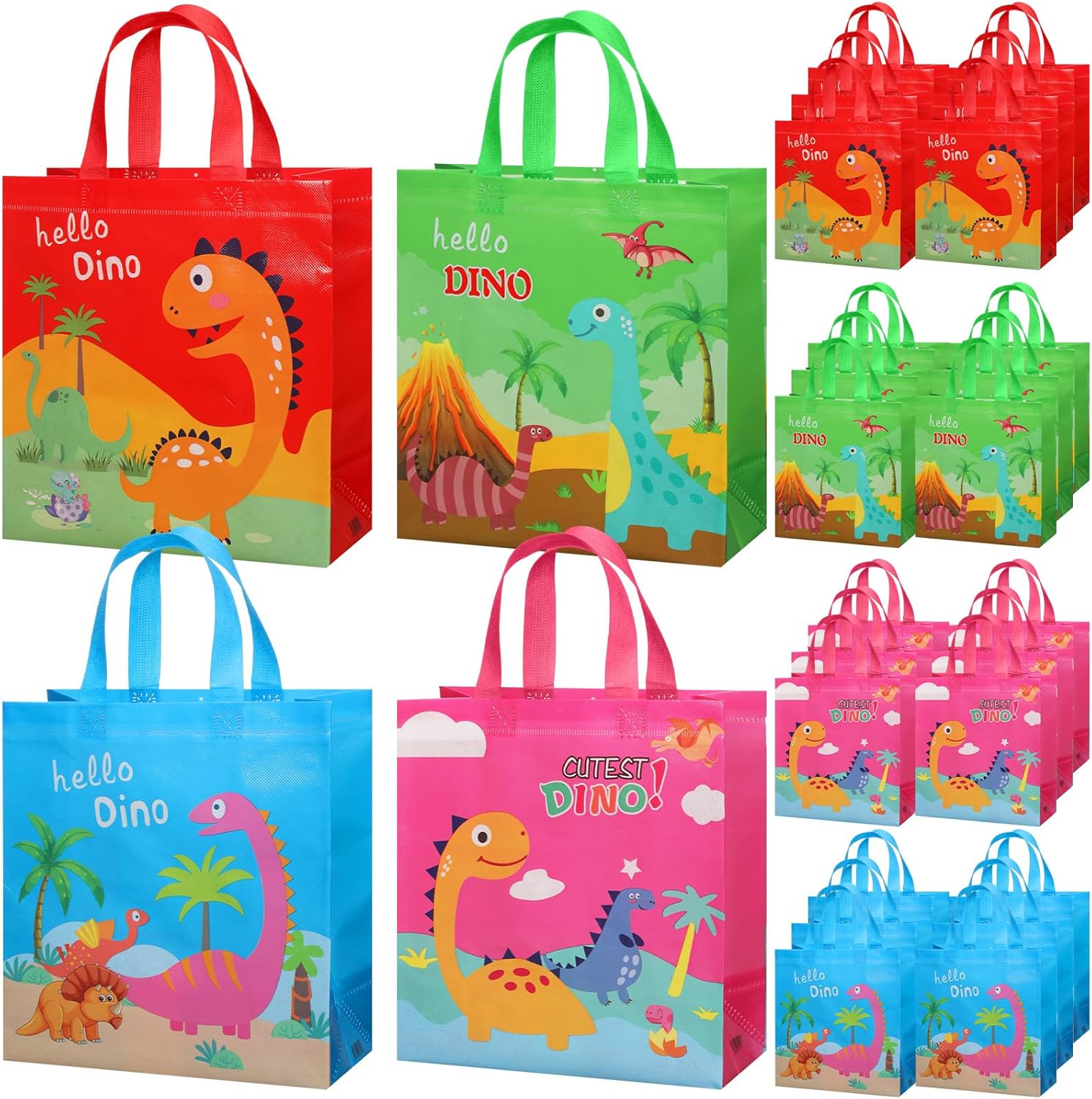 Amazon.com: Sanwuta 24 Pcs Dinosaur Gift Bags with Handle Large Gift ...