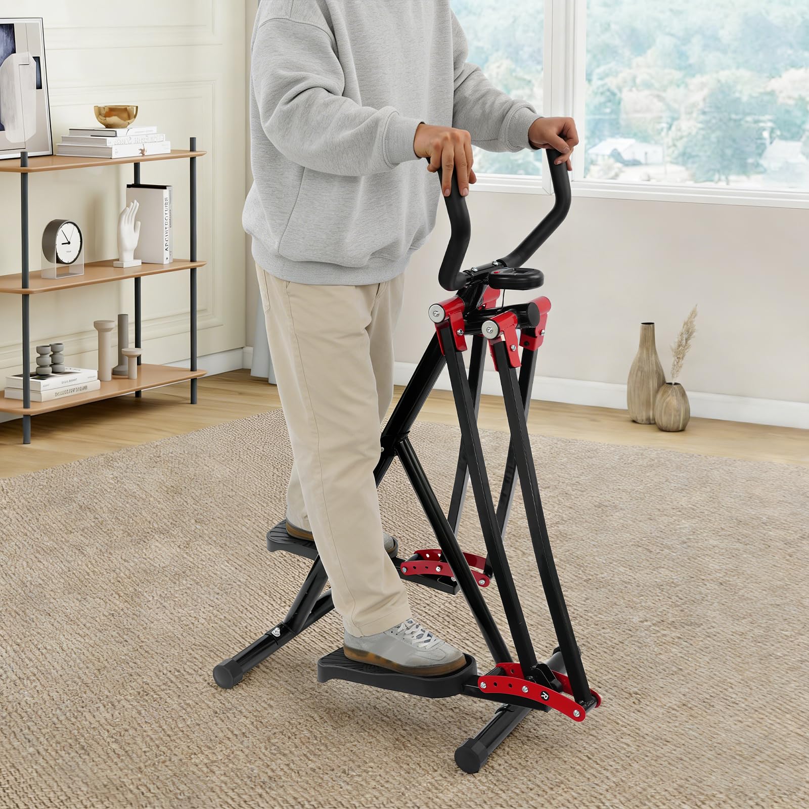 Allenatore ellittico pieghevole 2 in 1 compatto con schermo LCD, attrezzo per l'allenamento cardio per la casa per braccia e gambe, silenzioso e salvaspazio, portata fino a 150 kg
