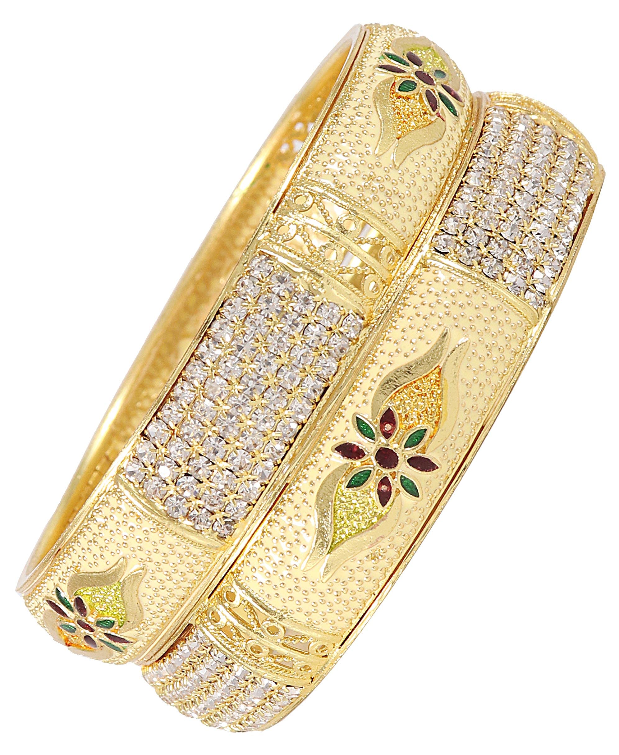 See full amazon price history chart for NMII Brass With Flower Colour Design and Zircon Gemstone Studded Worked Gold Polished Kada Set For Women and Girls,(Gold ._ 2.4 Inches), Pack Of 2 Kada Set NMII Brass With Flower Colour Design and Zircon Gemstone Studded Worked Gold Polished Kada Set For Women and Girls,(Gold ._ 2.4 Inches), Pack Of 2 Kada Set (B09BZMTVQH) Amazon Price History, Amazon Price Tracker