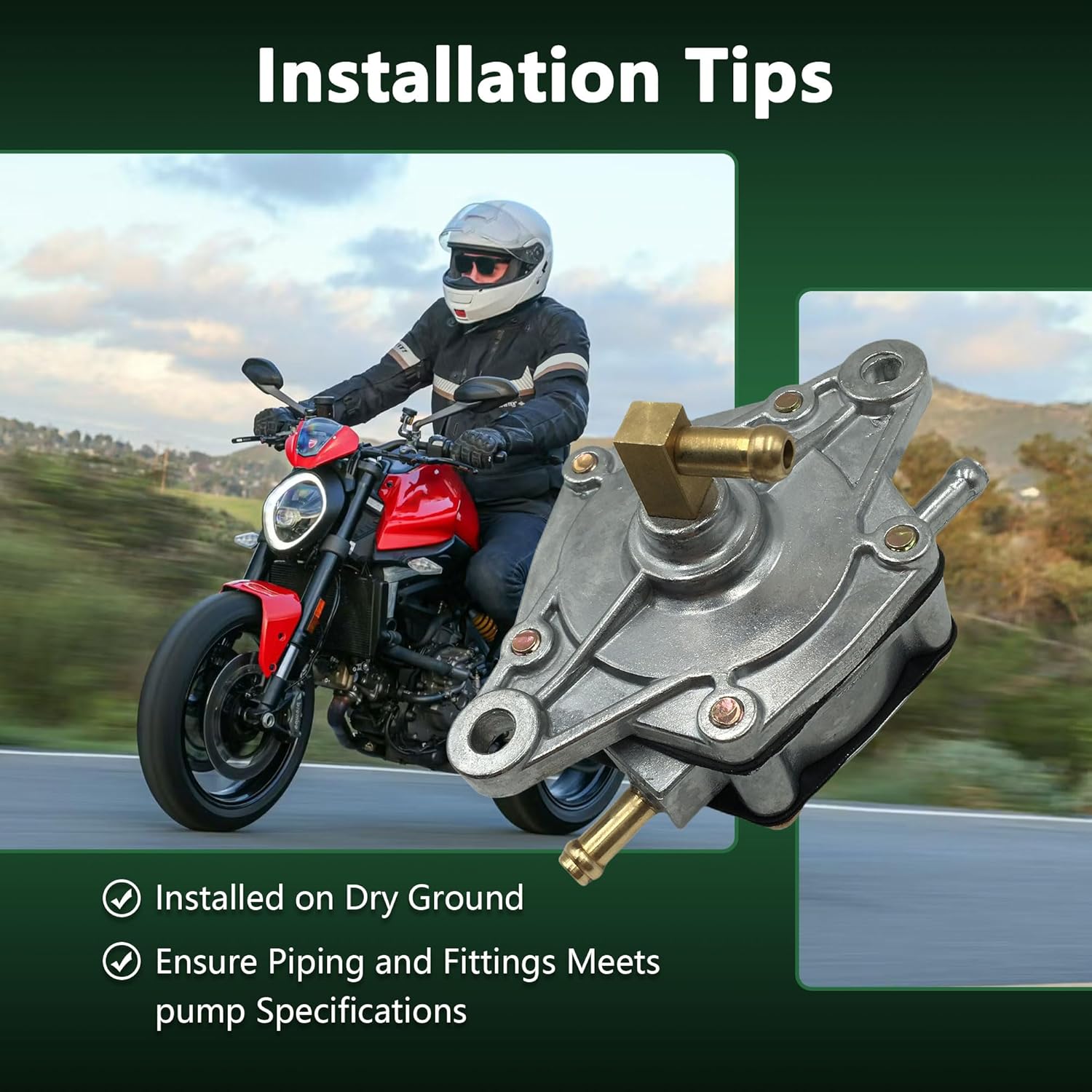 Fuel Pump for Ducati Monster 400 1995-2003/600 1993-2001 / 600M 2001/750 1996-2001 / 750D 2001/900 1993-1999 Replaces 1-000-674-377, 0.72924