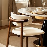 Vista 7 de CHUN YI Dining Chairs Set of 2, Upholstered Solid Wood Dining Room Chairs, Mid Century Modern Fabric Kitchen Side Chairs with Ergonomic Curved Back