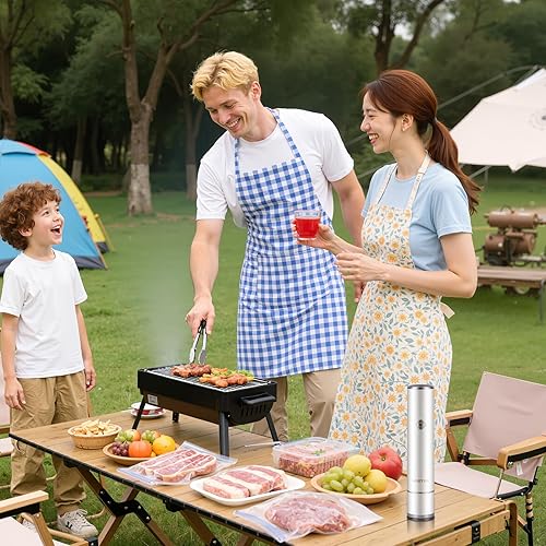 Miniatura 7 de JEETEE Sellador al vacío con 35 bolsas reutilizables para alimentos frescos, compactos y hechos a mano para sellar alimentos, portátil, blanco