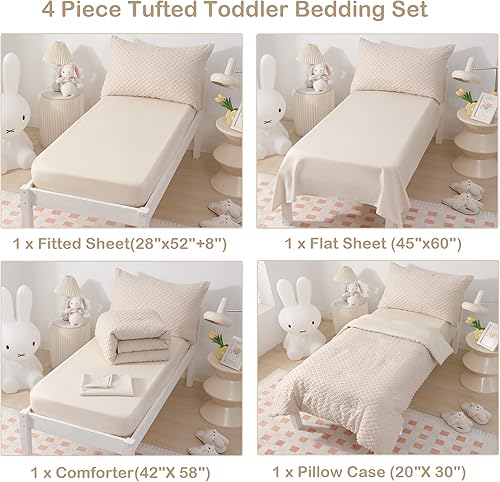 Miniatura 4 de Juego de ropa de cama bohemio de 4 piezas para niñas y niños, juego de edredón bordado jacquard azul para bebés y niños, edredón bohemio con