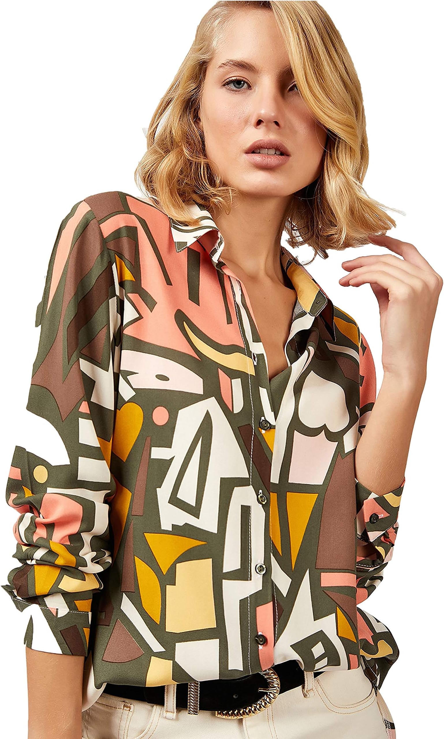 BIG DARTBlouses for Women Fashion, Long Sleeve Button Down Shirts Dressy Casual Tops