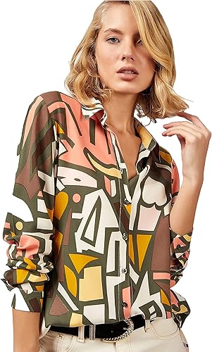 Blusas para mujer, camisas informales de manga larga con botones, tallas XS a 3XL