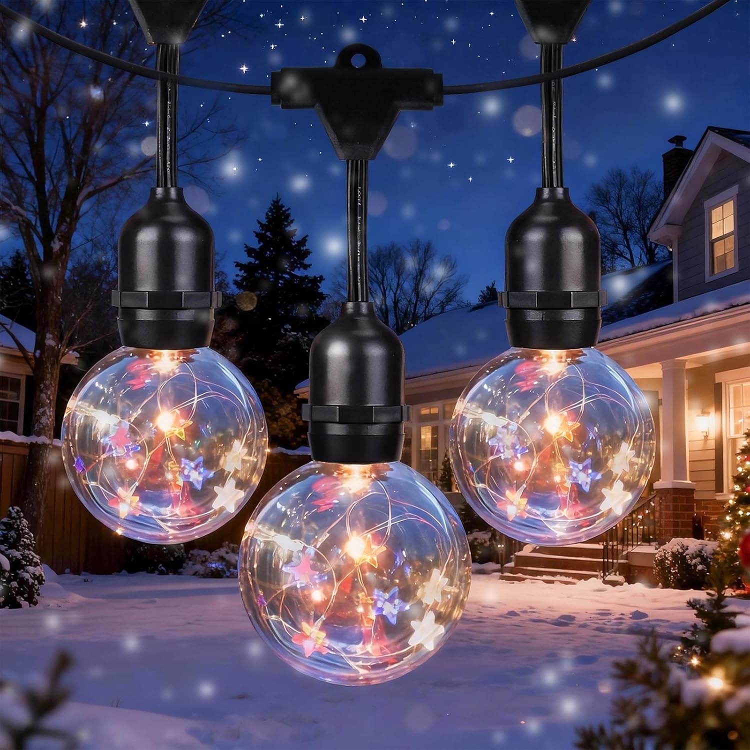 Vigdur Lantern String Lights Outdoor, 22Ft Extra-Large Globe String Lights Connectable with 10 Plastic Shatterproof LED Bulbs, Hanging Christmas String Light for Outside Backyard Porch Balcony Party