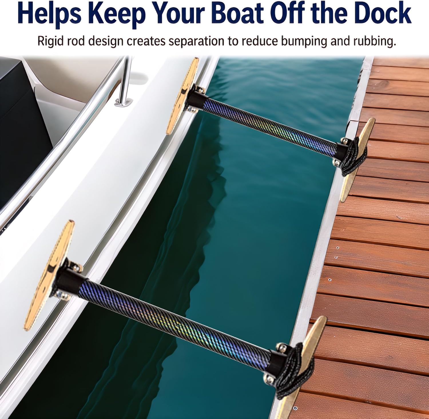 Boat Docking Rods 2 Pack, 22 Inch Bungee Dock Lines for Pontoon, Bass and Fishing Boats, Shock Absorbing Cleat Tie Downs for Temporary Mooring, Boat Accessories Gift