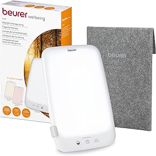 Beurer TL 35 Tageslichtlampe, Simulation von Tageslicht, mit 3 Farbtemperaturen für einen geregelten Tages-Nacht-Rhythmus, 10.000 Lux, Medizinprodukt, abnehmbarer Standfuß, mit Dimmer, Weiß
