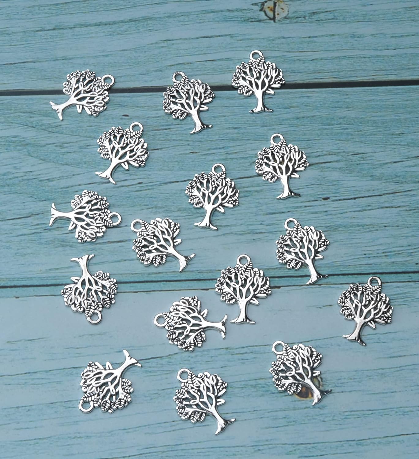 50 Pcs Tree Charms Tree of Life Pendants 0.83x0.63 Inch for Bracelets