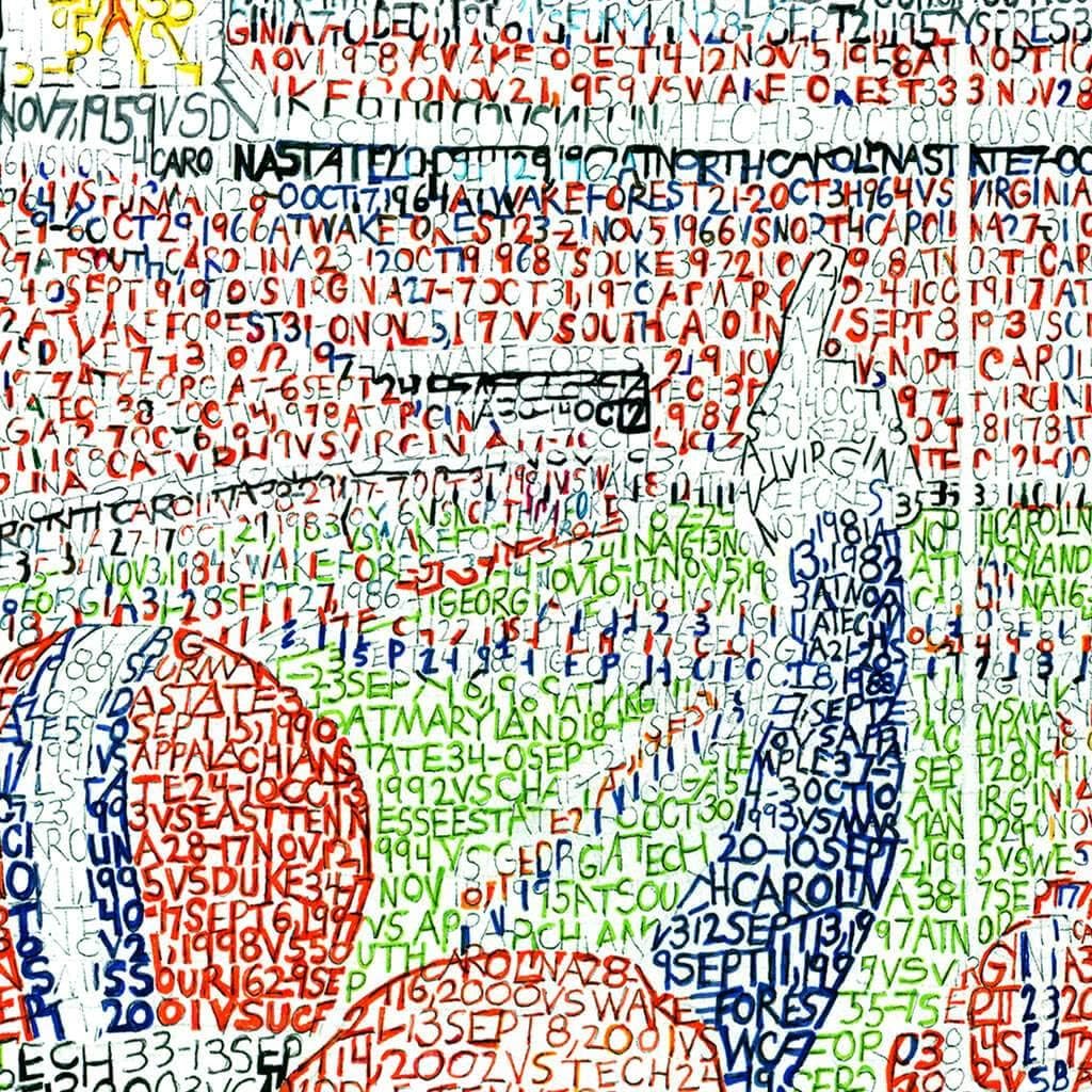 Memorial Stadium Word Art - 16x20 Unframed - Handwritten with the scores of every win in history - Clemson Gifts & Decor