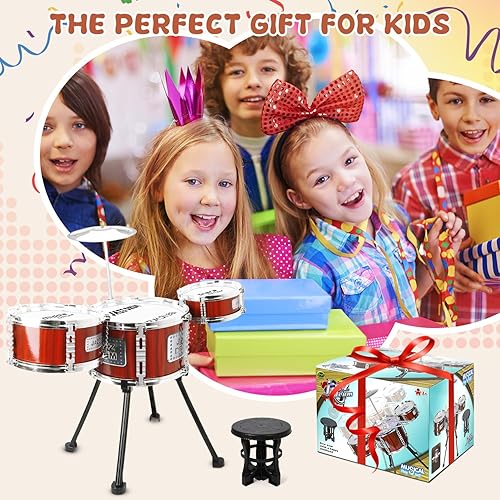 Miniatura 6 de Toy Drum Set for Toddlers Upgrade Drum Kit Kids Jazz Drum Set with Stool, 5 Drums Percussion Musical Instruments Drum Toys for 3 4 5 Year Old Boys