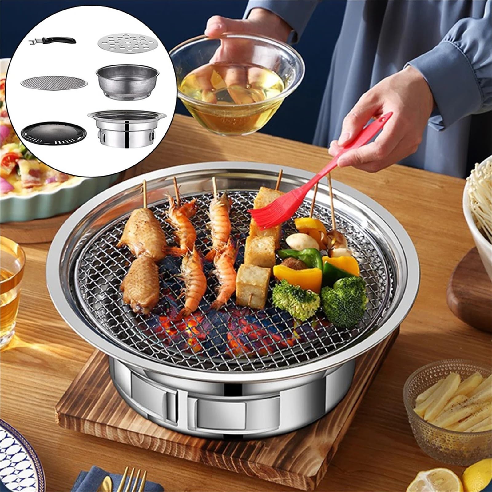 Grill na węgiel drzewny grill domowy grill nieprzywierający do domu kuchni na zewnątrz ogród grill kuchenka
