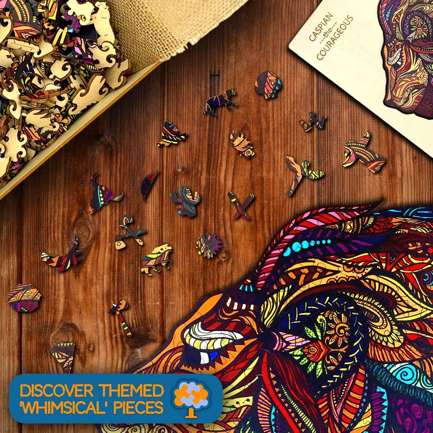 Wooden Jigsaw Puzzle XL 300 Piece (39x39cm) – Lion Wood Jigsaw Puzzle for Adults Presented in Wooden Gift Box by The Puzzled Tree - Image 4