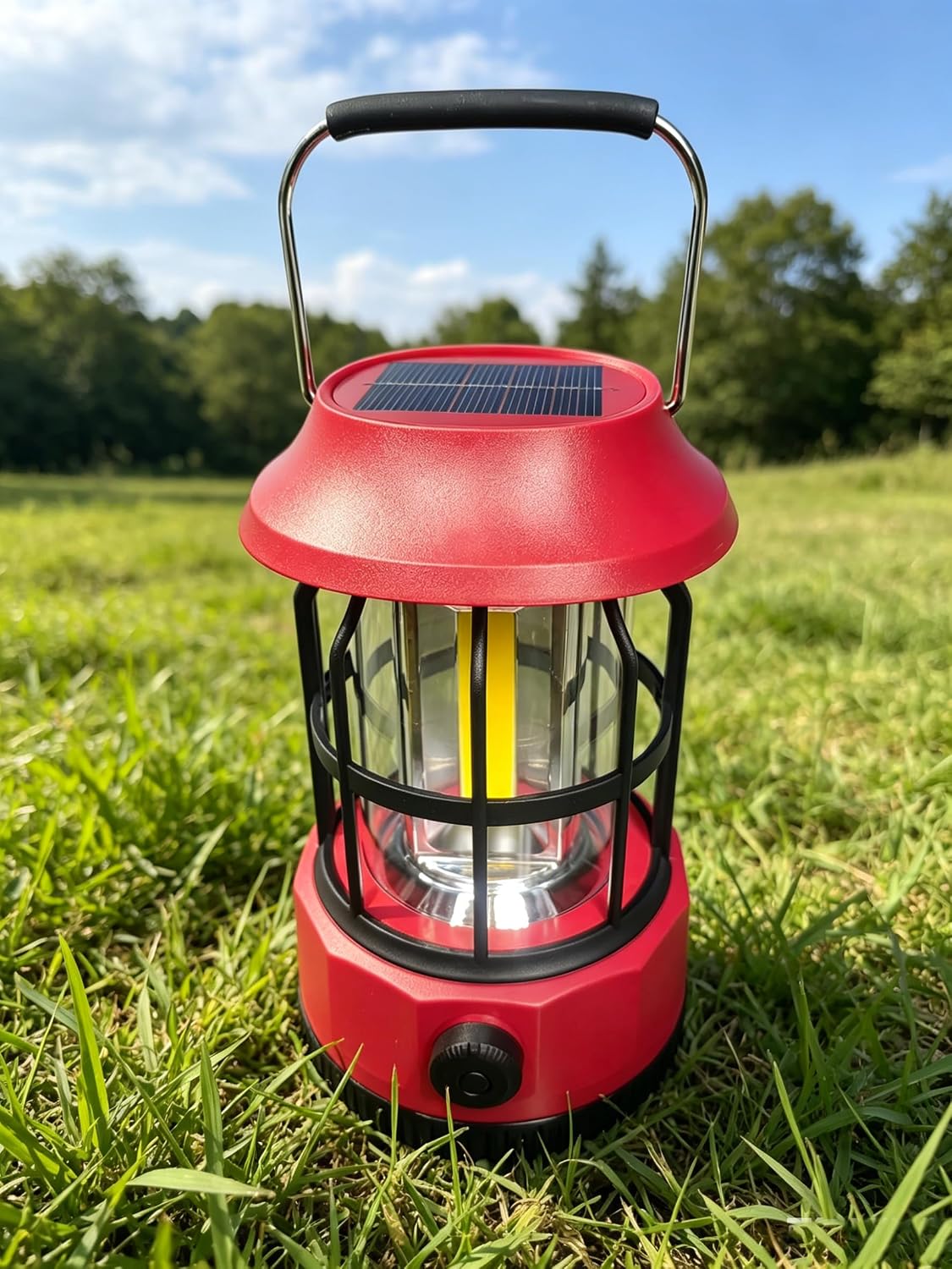 Rechargeable Solar Camping lamp 1 lamp 2 Mode Portable Electric Tent lamp Hands-Free Flashlight Lantern, 1200mA Battery LED Power-Off lamp. (Green) image 2