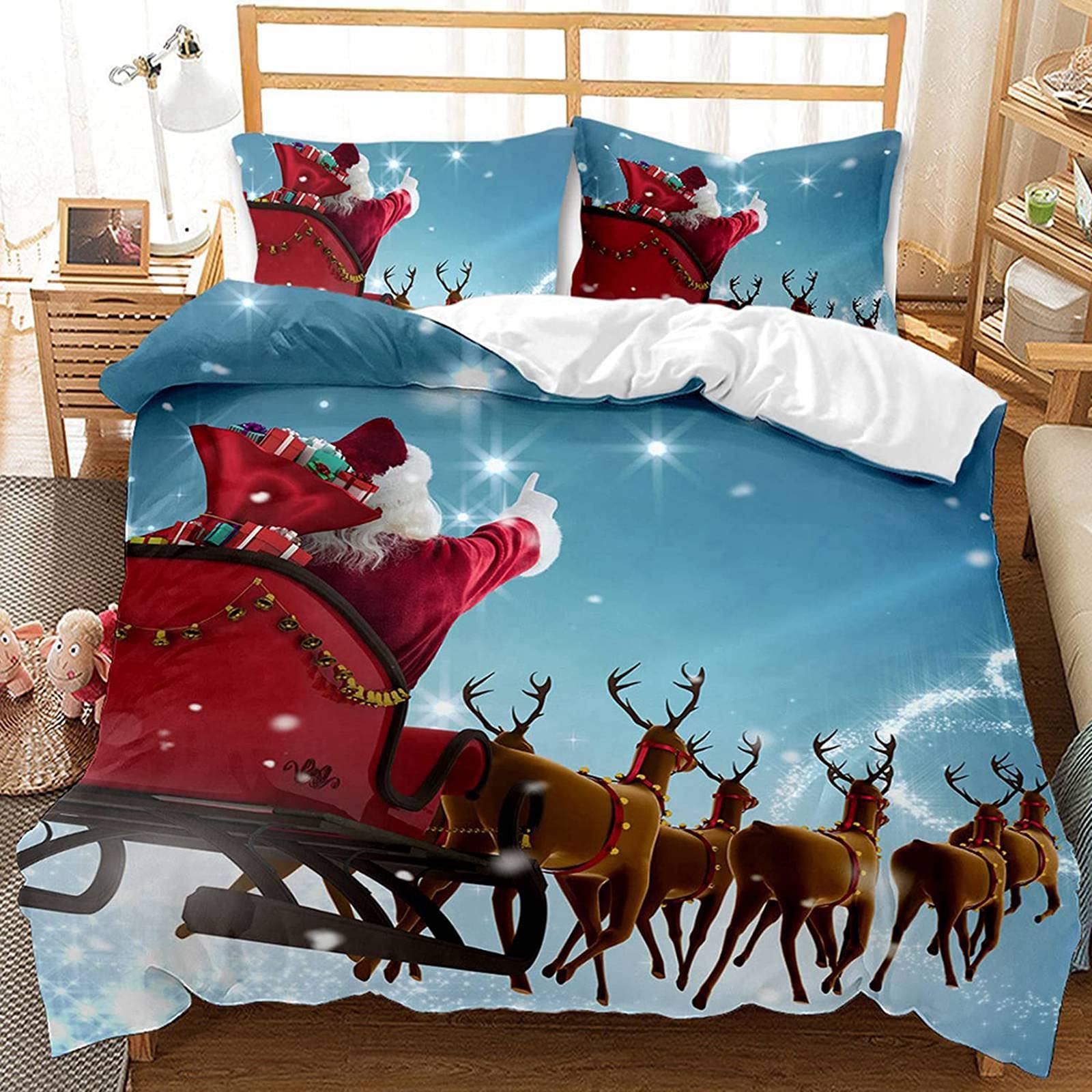 Parure De Lit King Size Noël – Motif Sapin Vert, Hiver Festif, Tissu Respirant