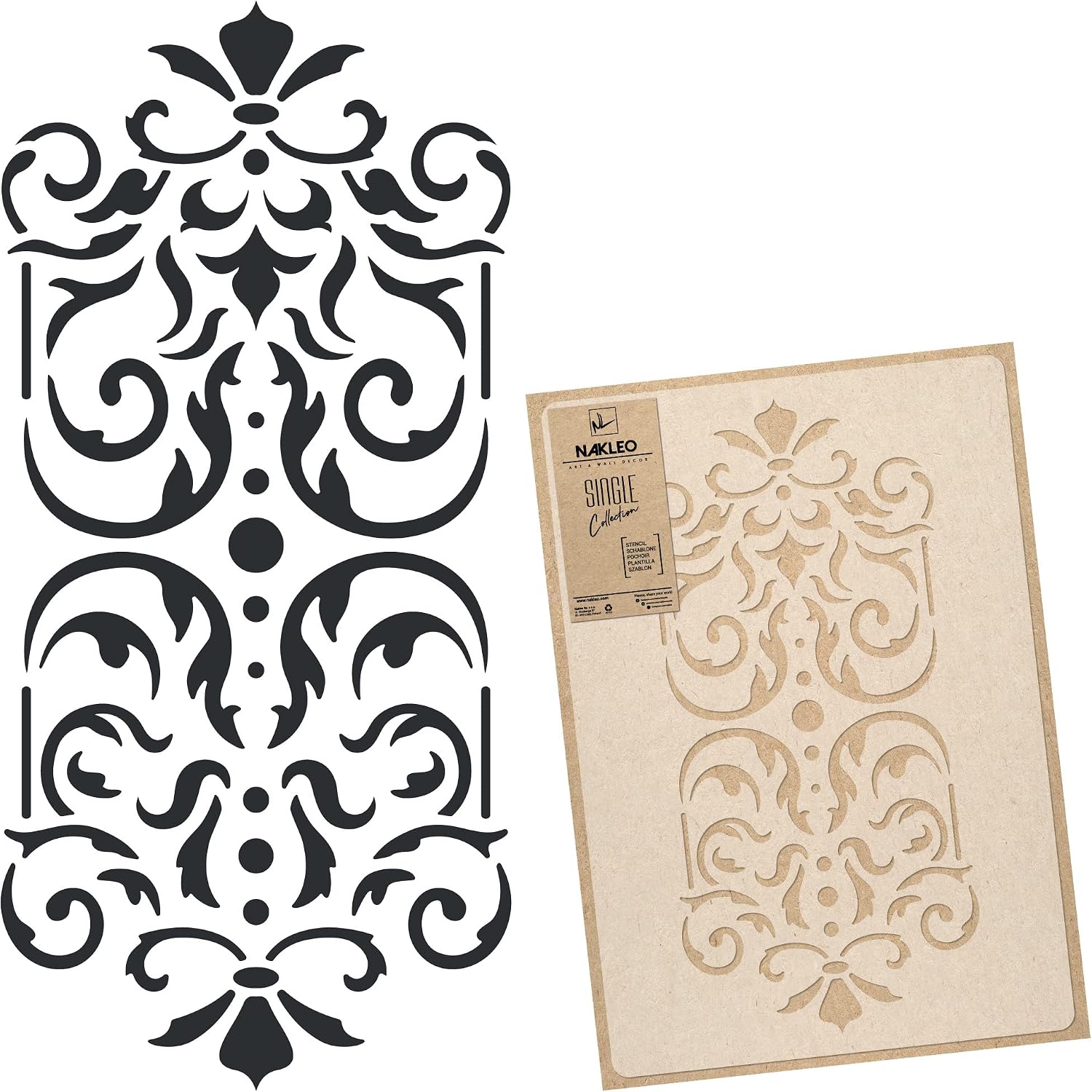 Reusable Plastic Wall Stencil // Classic – Baroque Ornament#3 // Art Craft Mylar Template (17,7" x25,5)