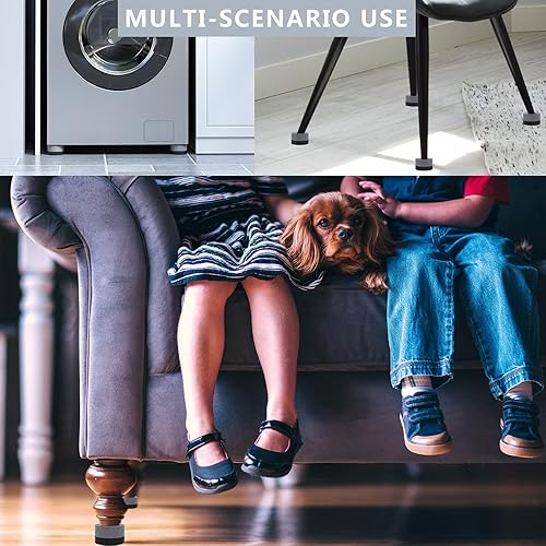 Miniatura 10 de Elevadores de muebles de cama redondos azules (juego de 4) elevadores de cama ajustables de 1 pulgada para marco, sofá, silla, hogar, mesa