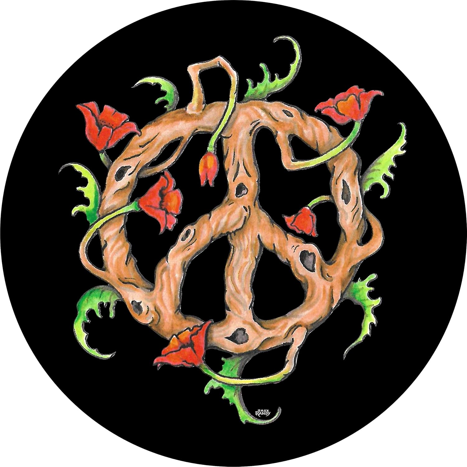 TIRE COVER CENTRAL Rose Vine Peace Sign Wheel Spare Tire Cover (Select tire Size/Back up Camera Option) Sizes for Any Make Model 245/75r17 Centered Backup Camera