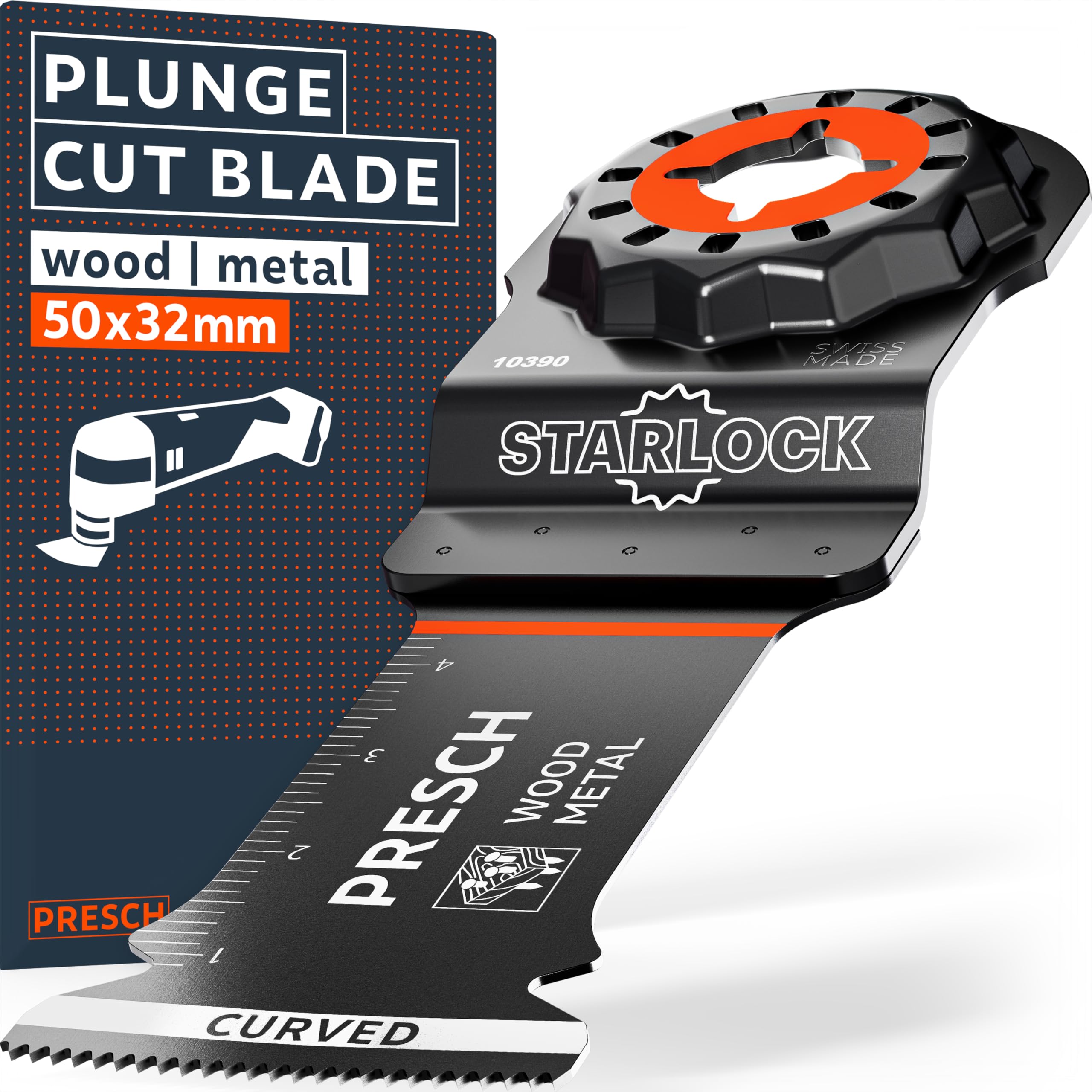 Presch Multitool Blade Wood & Metal 50x32mm, Starlock Multitool blade for tool-free replacement