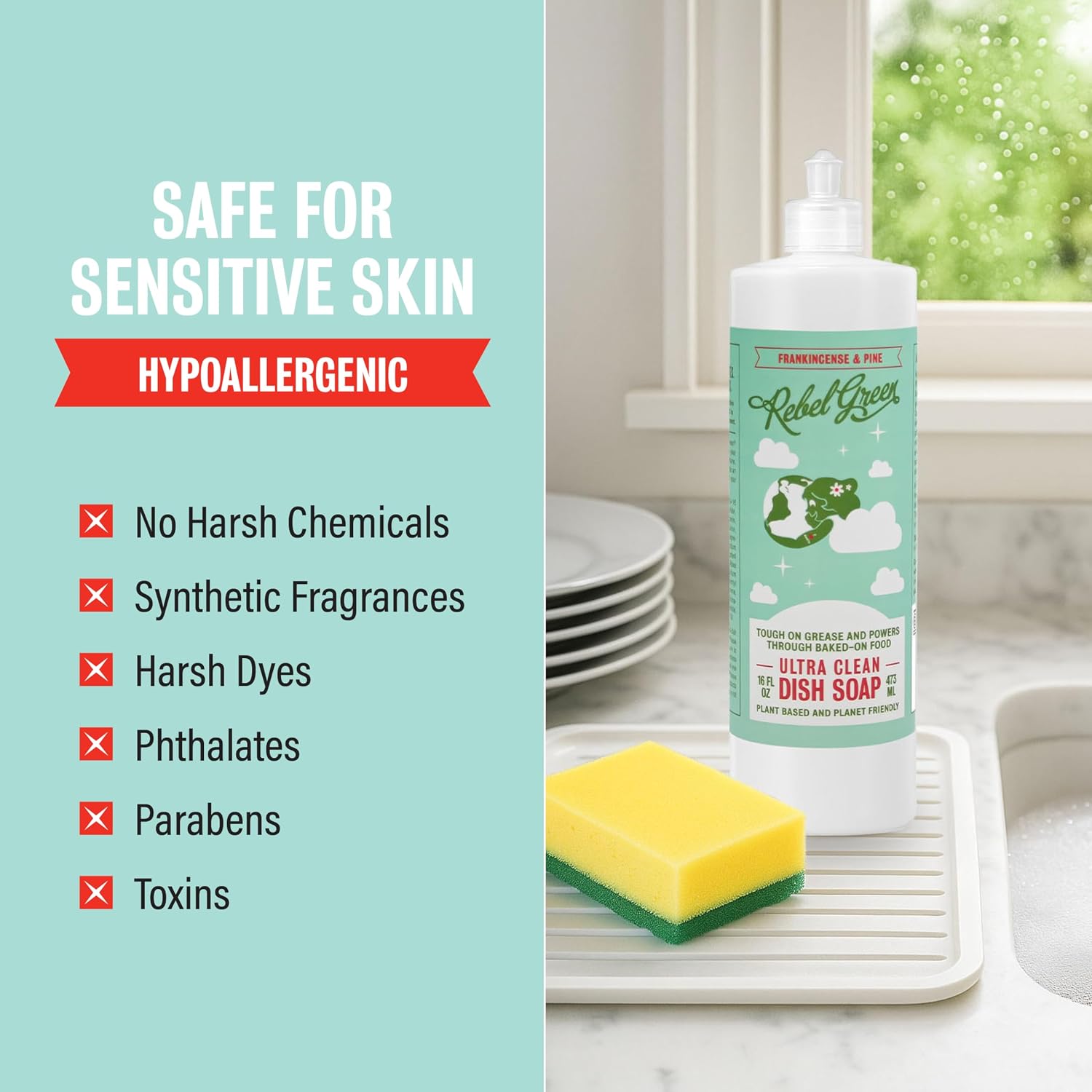 Rebel Green Ultra Clean Dish Soap, Plant-Derived Dishwashing Soap image 5
