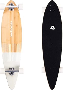 Retrospec Zed Pintail Longboard Skateboard Cruiser | Bamboo & Canadian Maple Wood Cruiser w/ Reverse King Pin Track for Commuting, Cruise, Carving, Downhill Riding