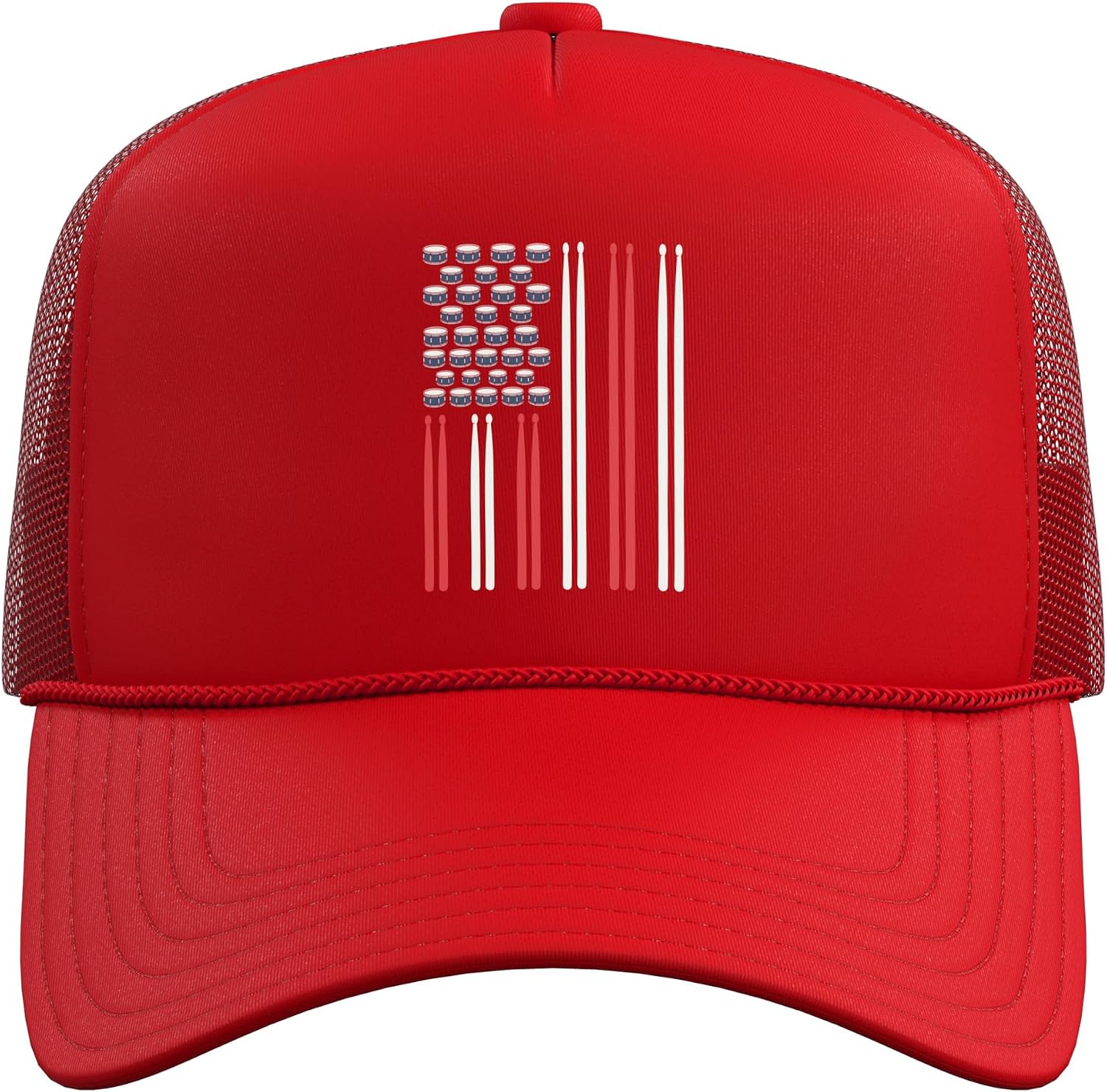 US Flag Play Drums Sticks Drummer Musician Rock Music Band Trucker Hat with Adjustable Mesh Back image 2