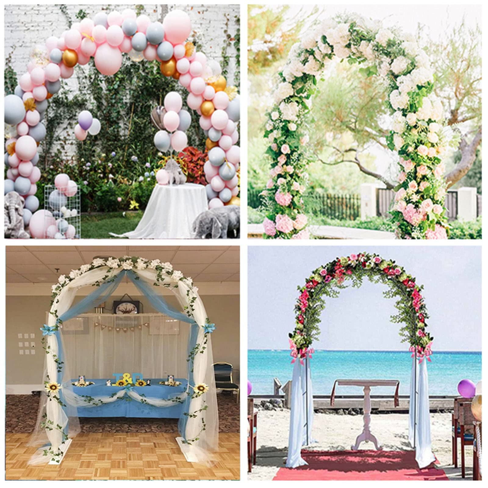Łuk ogrodowy, krata, metalowa pergola do roślin pnących, dekoracja ślubna, łatwy montaż, czarna, 1,4 x 2,3 m, idealna do przestrzeni na zewnątrz i na imprezy