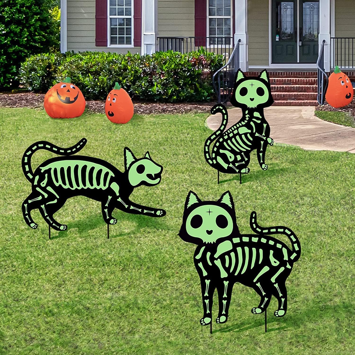 Halloween Party Decorations Yard Signs – Scary Glow in the Dark Black