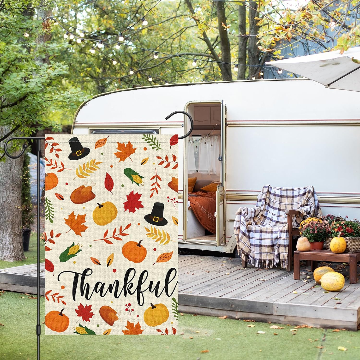 Heyfibro Thankful Pumpkin Garden Flag 12 x 18 Inch Vertical Double Sided Burlap, Fall Maple Leaves Yard Flags for Thanksgiving Day Harvest Seasonal Outdoor Decoration(ONLY FLAG) - Image 3