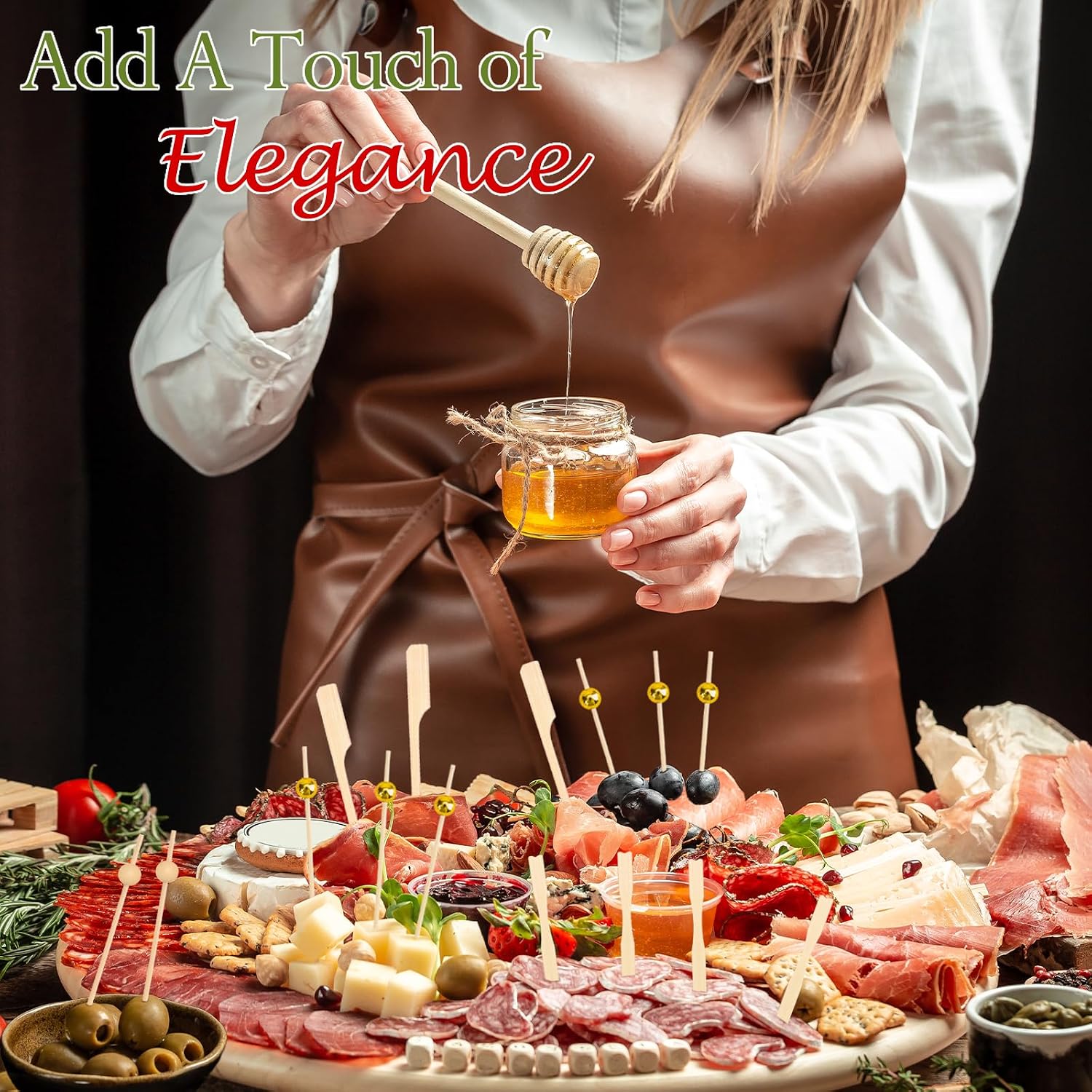 2000 Pieces Cocktail Picks 4 Styles Fancy Toothpicks for Appetizers Bamboo Skewers Decorative Wooden Cocktail Picks for Party Food Drinks Fruit Charcuterie Boards Accessories