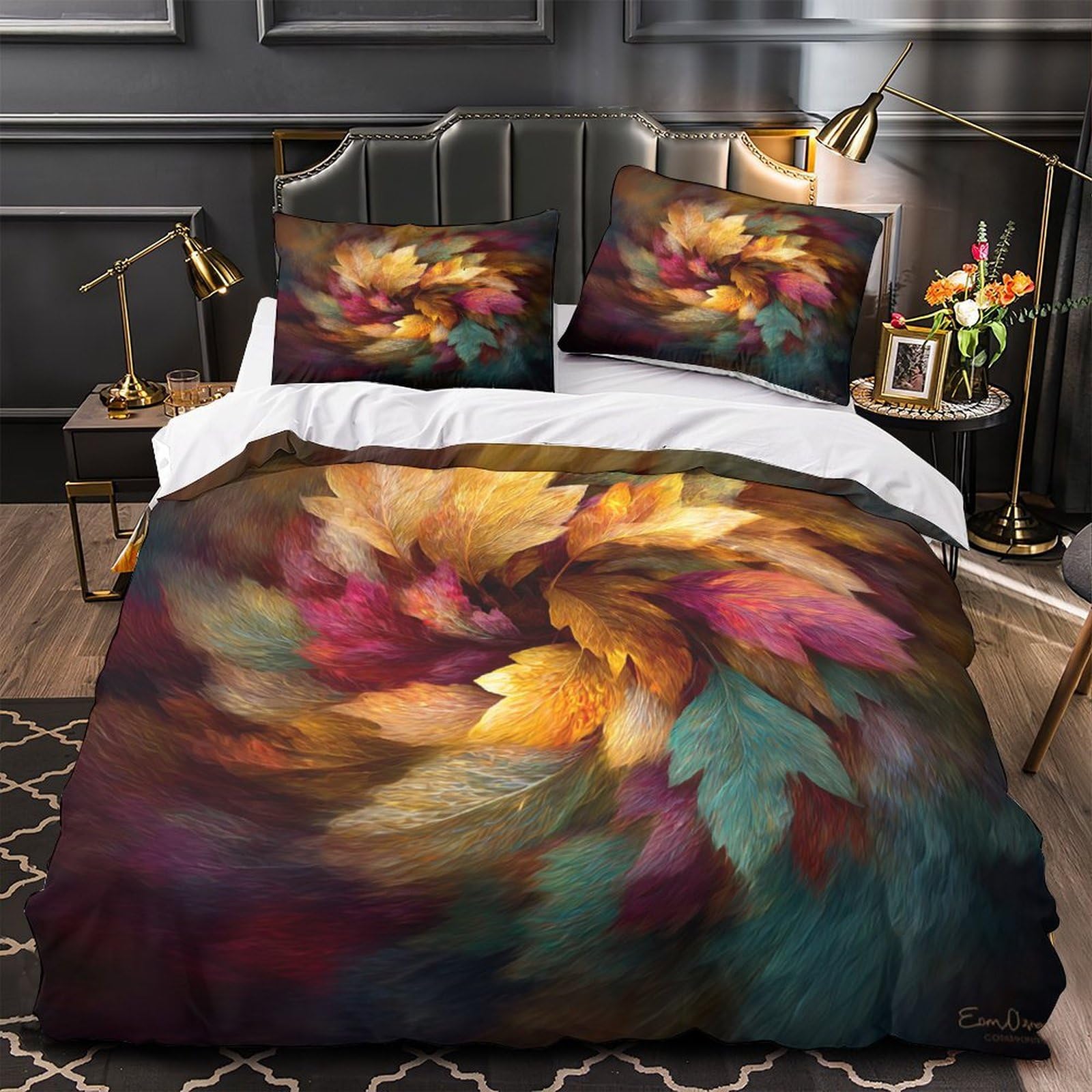 Linge de lit double abstrait floral 200x200 pour chambre adulte et ado