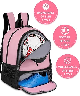 TRAILKICKER Black Mesh Basketball Bag with Shoe Compartment Basketball Bag for Boys Girls Men Women Ball Gear All Sports