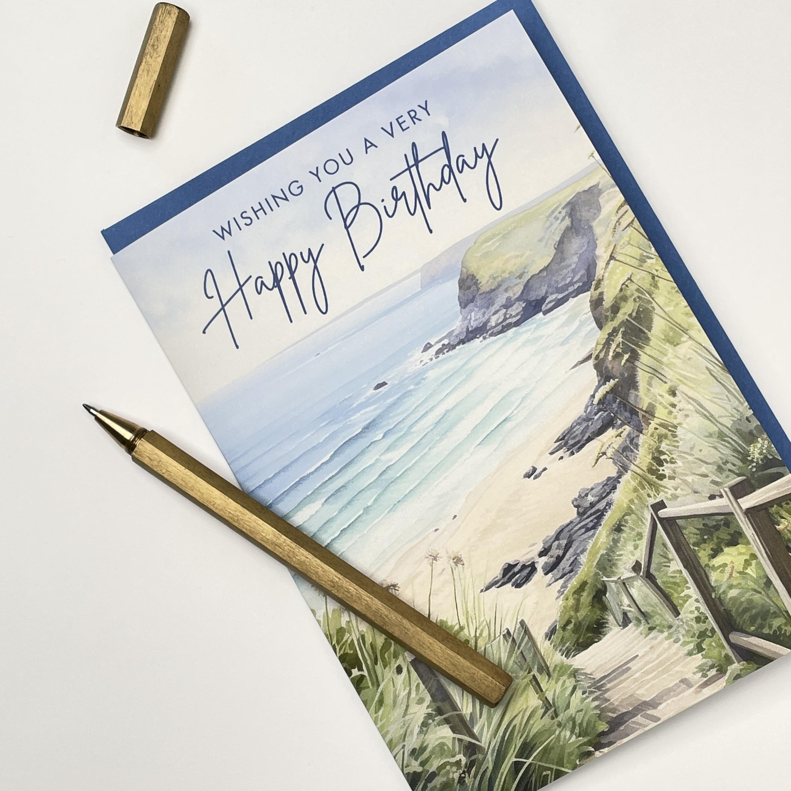 Tarjeta De Cumpleaños Old English Co. - Diseño Acuarela Costa Amalfi, Para él Y Ella