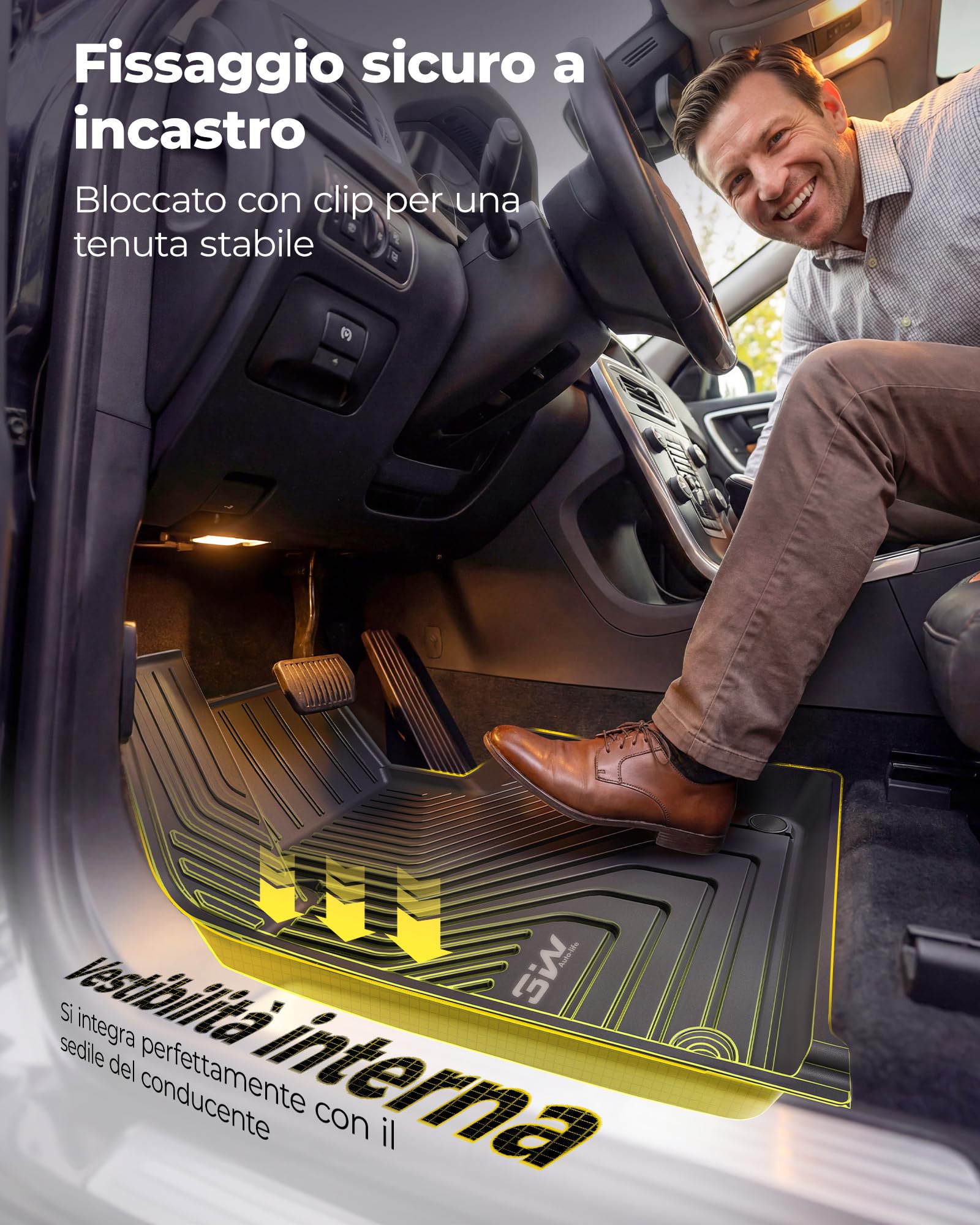 3W Set 4 di Tappetini per VOLVO XC60 2018-2025 2026 in Thorex™ e Tappetino per Bagagliaio su Misura, Facile da Pulire Tappeti per Auto Resistente e Tappeto Bagagliaio Antiscivolo per VOLVO XC60
