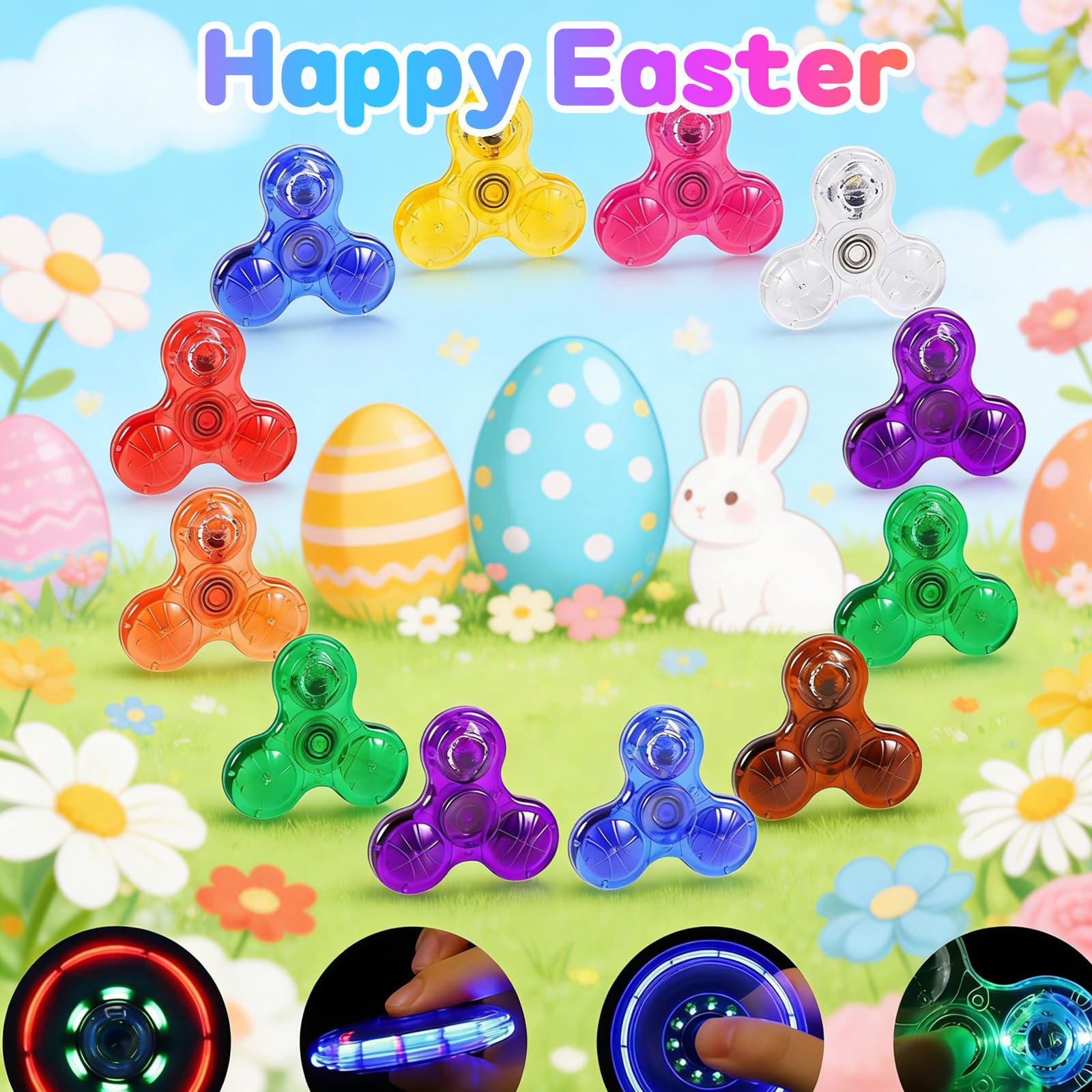 Gigilli Mini Fidget Spinners 16 Pack, LED Fidget Spinners per Bambini 4-12, Regalo di San Valentino Bomboniere Fidget Giocattoli Goodie Bag Stuffers Glow in The Dark