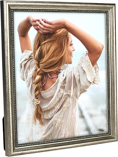Miniatura 2 de Malden International Designs - Marco de fotos clásico de madera, 8 x 10 pulgadas, color plateado