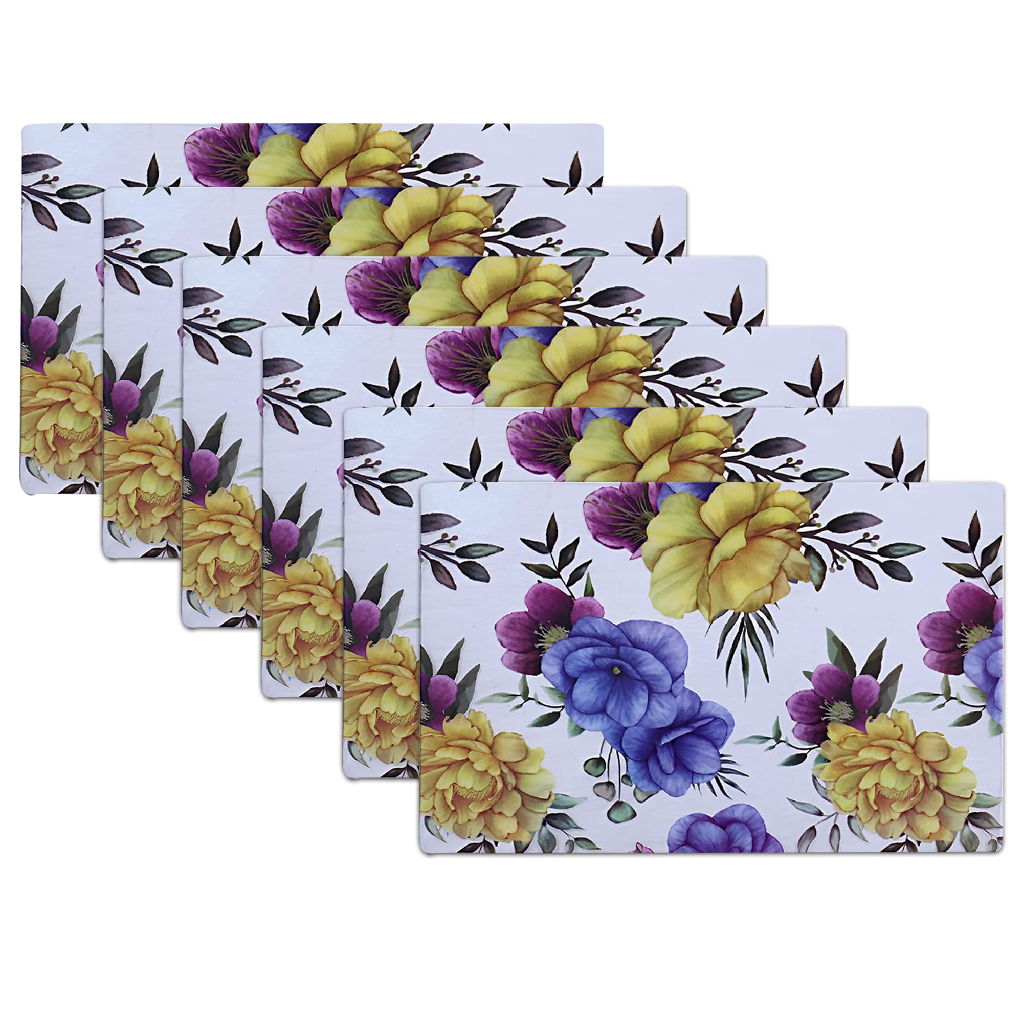 Kuber Industries Pack of 6 Fridge Shelf Mat | Mats for Fridge Shelves | Washable Refrigerator Mat | Flower Print Fridge Sheet | Yellow & Blue (B0DF29WL2K) Amazon Price History, Amazon Price Tracker