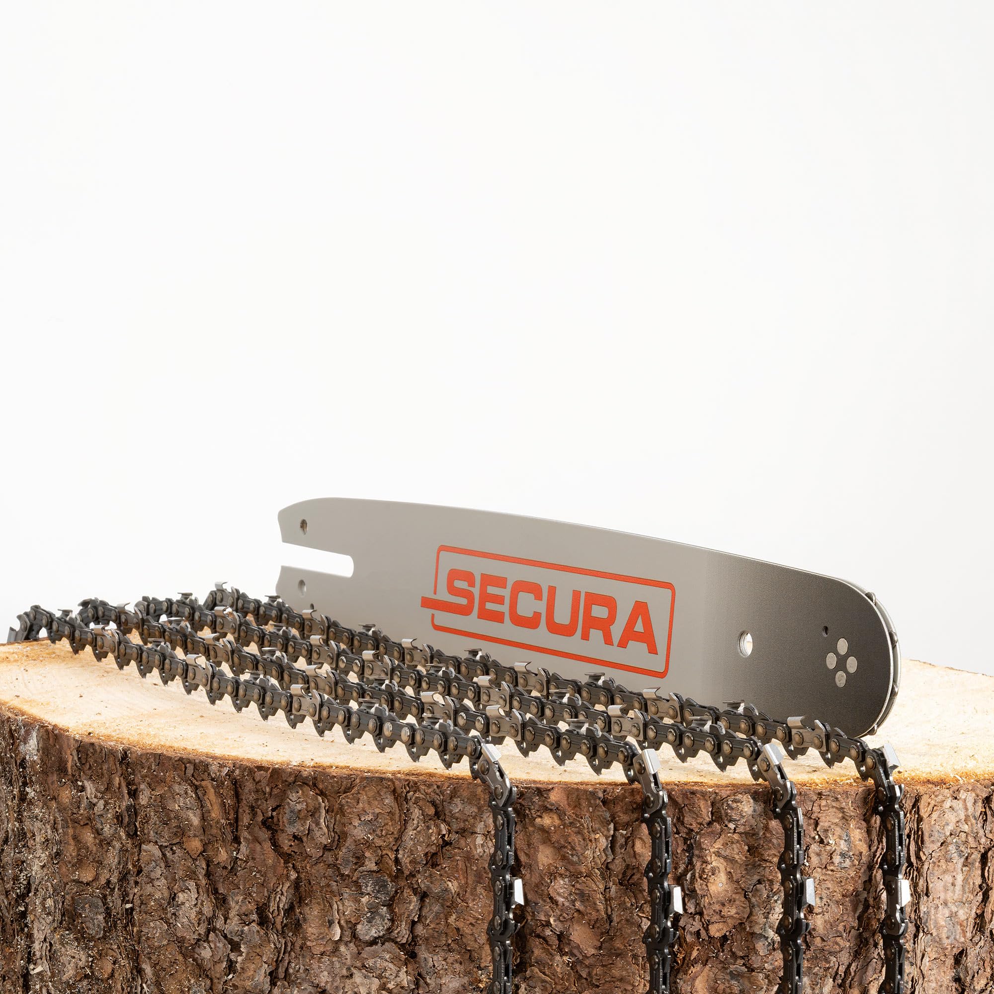 4x Sägekette Halbmeißel + Führungsschiene 35 cm | 3/8LP-1,3-50 | Kompatibel mit Stihl MS170 MS180 017 018 | Motorsägen Ersatzkette Set | SECURA