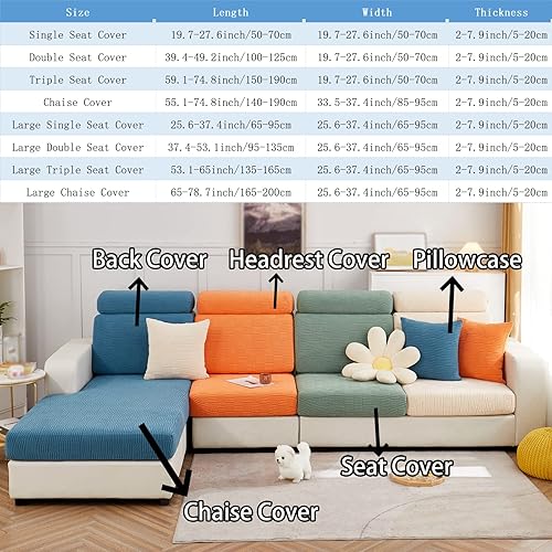 Miniatura 7 de Funda universal para sofá modular, fundas elásticas individuales para sofás, cojines de sofá de repuesto en forma de L, funda de asiento para sofás,