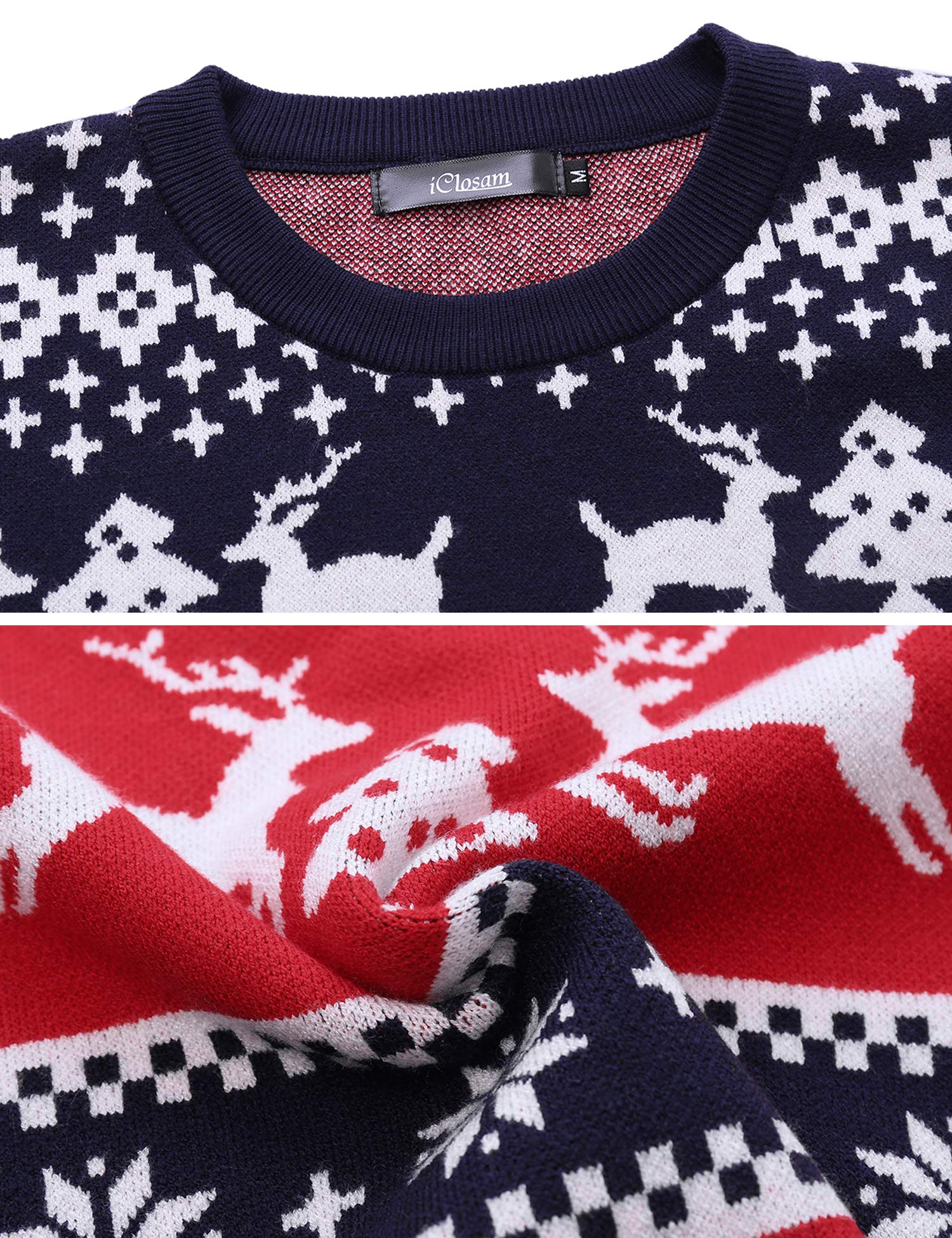 iClosam Maglione Natalizio Unisex Cotone Stampato Ugly Sweater Invernale | Adatto a feste stagionali e incontri familiari, per i giorni invernali, look per occasioni stagionali, per occasioni festive