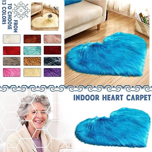 Miniatura 4 de Alfombra de piel sintética con forma de corazón, para interiores, ultra suave, esponjosa, alfombra para dormitorio, suelo, sofá, decoración de sofá,
