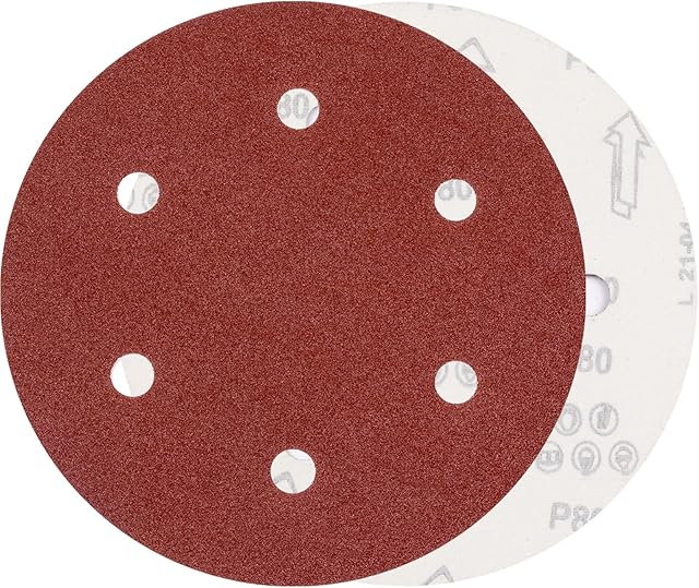 Bulnqyk 225mm Sanding Disc P80 Grit 6 Holes Hook and Loop Discs,10 Pcs Round Sandpaper Pads for Drywall Sander,Long Neck Sander