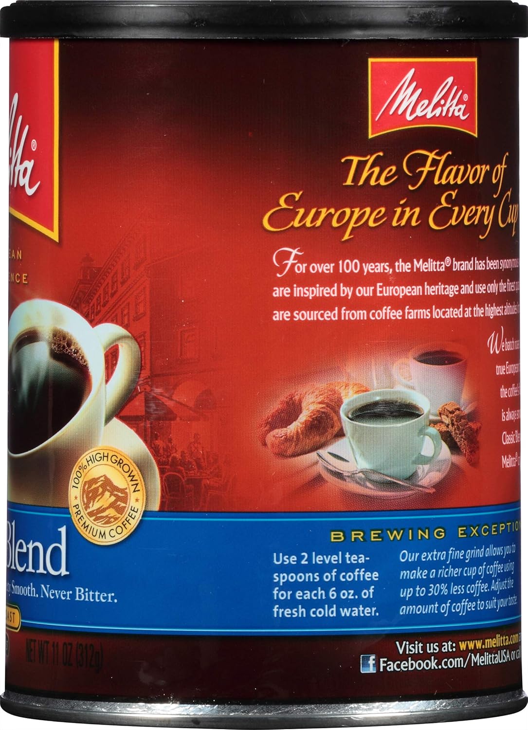 Melitta Classic Blend Medium Roast Ground Coffee, 23-Ounce Cans (Pack of 2)