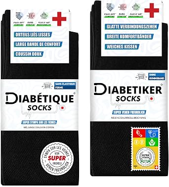 SOXCO Diabetic Socks for Men Crew Length Black Socks 10 Pairs