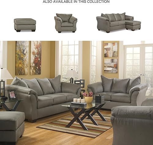 Miniatura 6 de Signature Design by Ashley Darcy - Otomana cuadrada de felpa casual, color marrón grisáceo, 25 pulgadas de profundidad x 31 pulgadas de ancho x 18