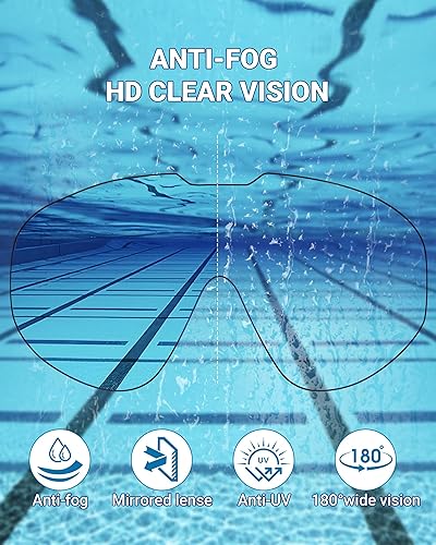 Miniatura 3 de Freela 2 Pack Swim Goggles for Adult Men Women,180Wide Vision Anti-fog UV Protection No Leak Clear Swimming Goggles